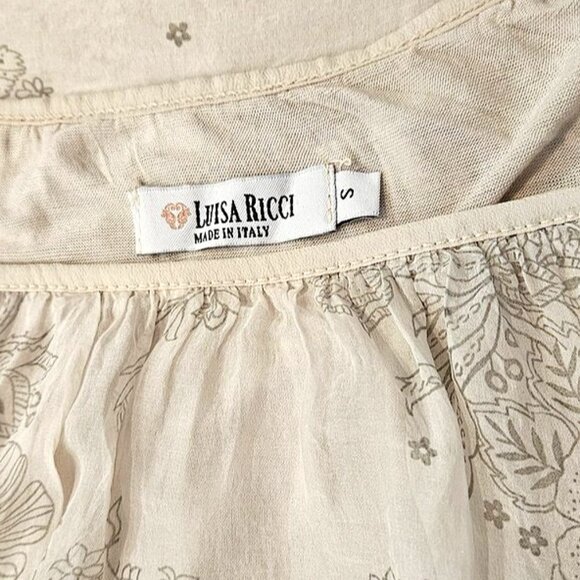 LUISA RICCI, 100% silk Boho long sleeve floral sheer blouse - Picture 11 of 11